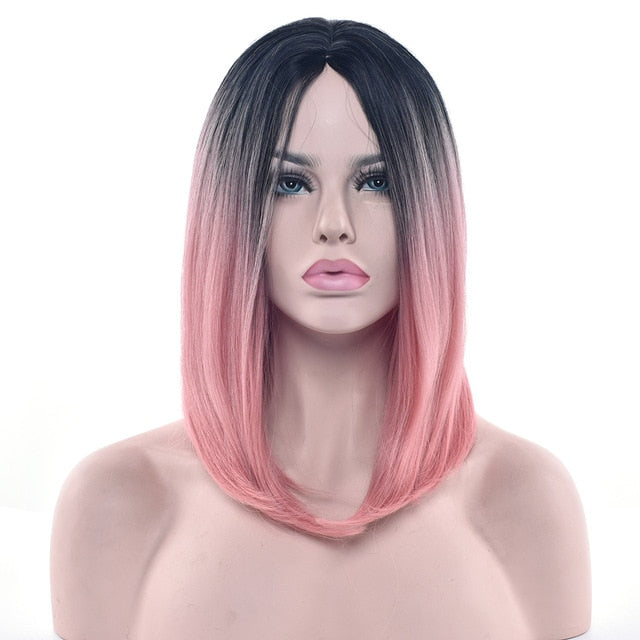 Pink Ombre, Synthetic Hair Wigs For Women
