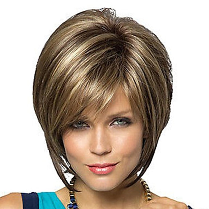 Blonde Brown Double Color, Synthetic Hair Wigs For Women