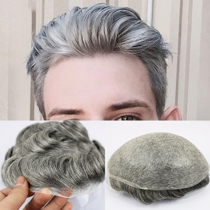 Grey Color, Human Hair Wigs For Men