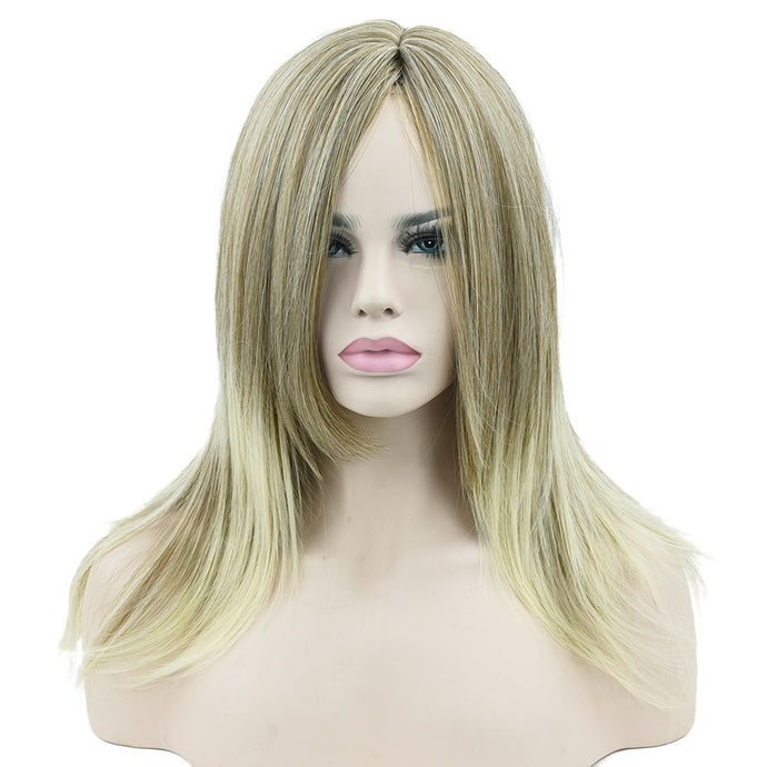 Long Straight Yellow to Blonde Ombre Synthetic Hair